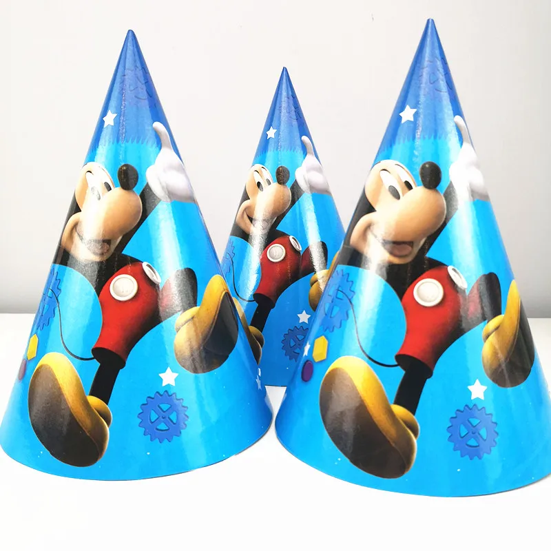 6 шт. Микки Маус одноразовые бумажные шапки CartoonTheme День рождения Baby Shower Дети