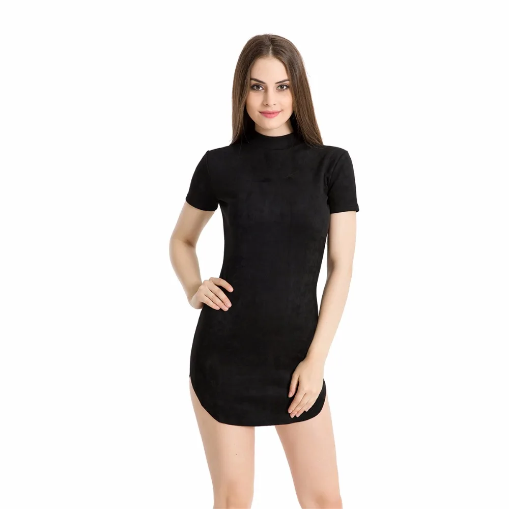 Женское Замшевое платье с коротким рукавом Летнее мини-платье для ночного клуба