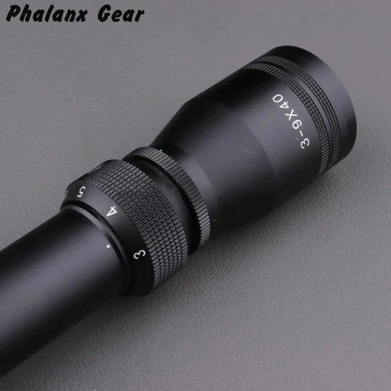 3-9x40 Rifle Sight Scope Tactical Optical Dot Verlichte Retische Voor Hunting Rail Mounts Red Riflescope | Спорт и развлечения