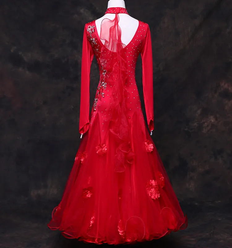 2018 red standard ballroom dress woman Ballroom dresses waltz dance modern costumes Foxtrot tango | Тематическая одежда и