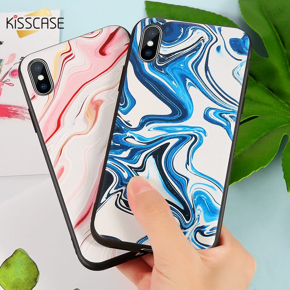 KISSCASE чехол для iPhone X XS XR 6S Plus 6 переводятся с помощью воды печать чехлы узором 7 8 MAX