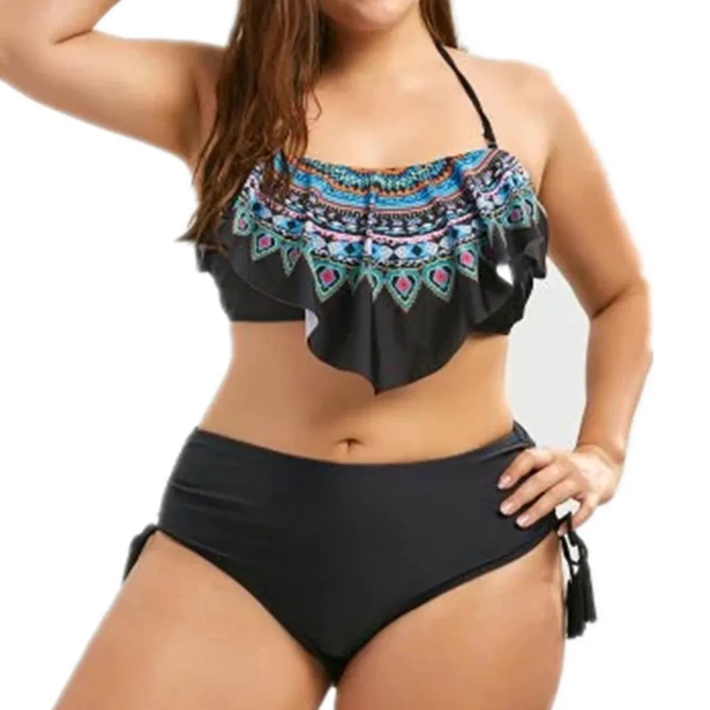 Женский купальник большого размера пляжный Раздельный консервативный футболка