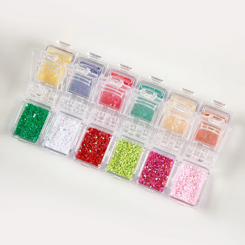 1 Box Nail Mixed loading Flat Bottom Round 3D Decor Wheel 12 Colors Manicure Art Decorations | Красота и здоровье
