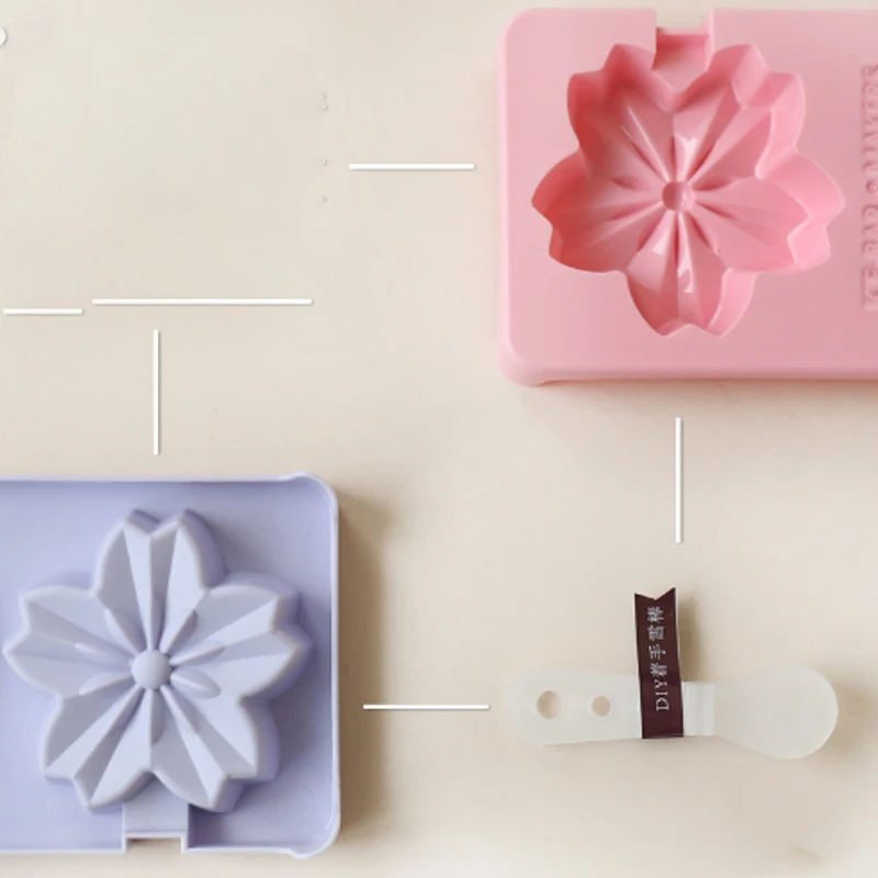 2 слота набор Сакура вишня цветок форма мороженое эскимо чайник формы лоток