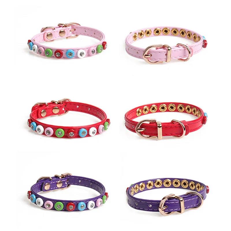 Маленькие собаки ошейники для кошек искусственная кожа горный хрусталь щенок