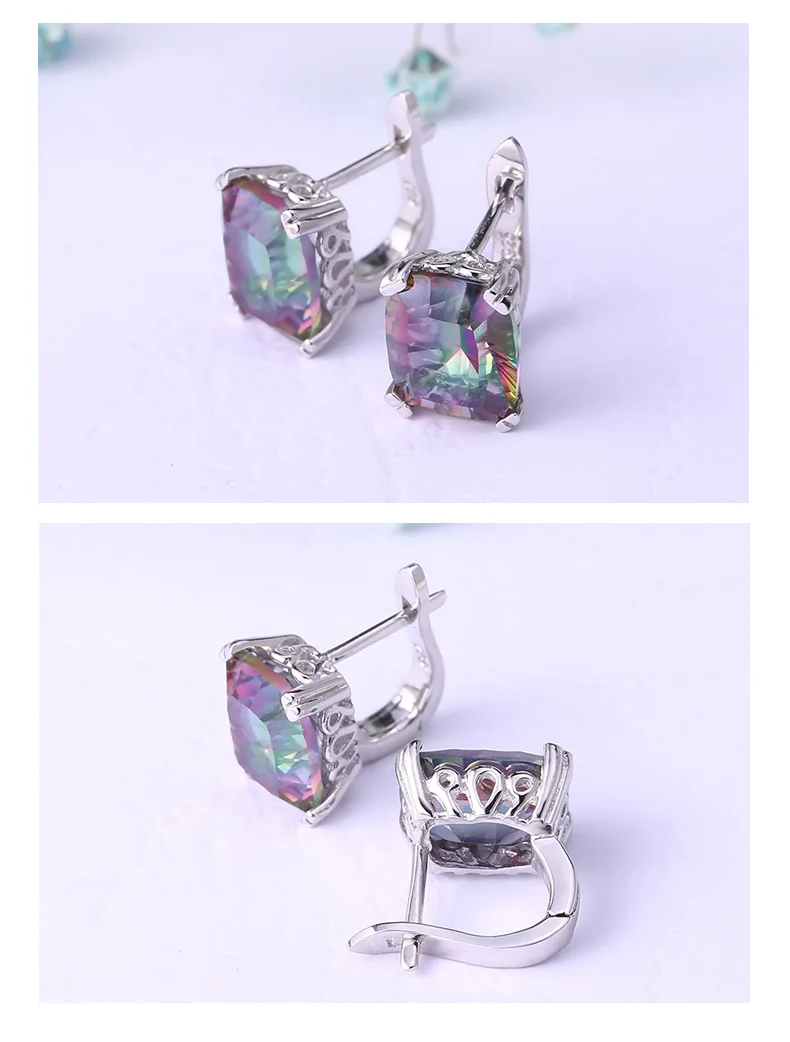 GEM'S BALLET, 9.05Ct, натуральные радужные мистические кварцевые серьги-гвоздики, 925 пробы, серебряные серьги для помолвки, хорошее ювелирное изделие для женщин