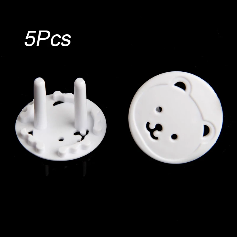5Pcs White ЕС разъем питания крышка электрической розетки Детская безопасность защита Электрический ударопрочный вилки протектор крышка Медведь Форма - Цвет: 5Pcs White
