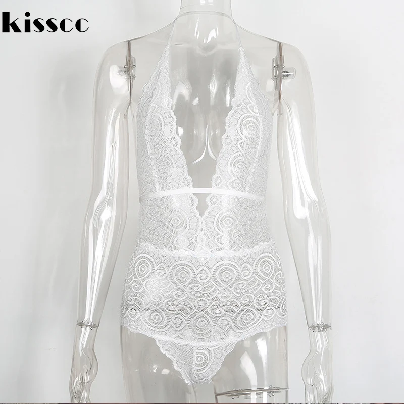 Женское боди с глубоким вырезом Кружевное белое и открытой спинкой | Женская