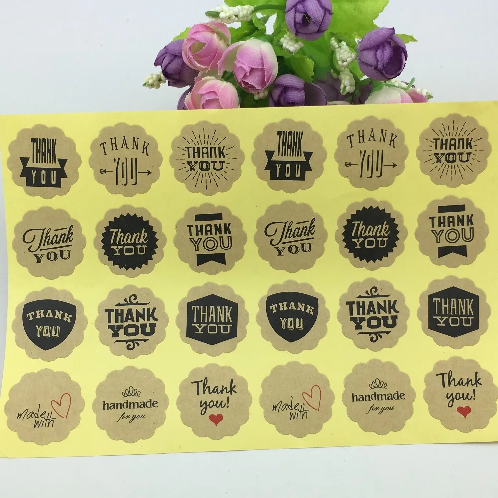 Винтажные клейкие этикетки из крафт бумаги ручной работы 300 шт. 12 дизайнов