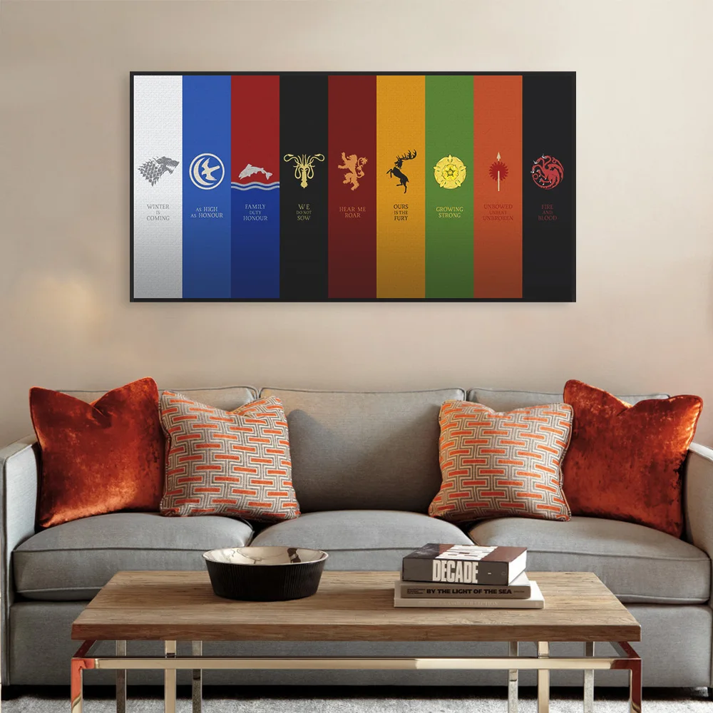 Game Of Thrones Logo Flag Movie TV Animals Canvas Art Print Poster Vintage Wall Picture Boy Living Room Decor Painting No Frame | Дом и сад