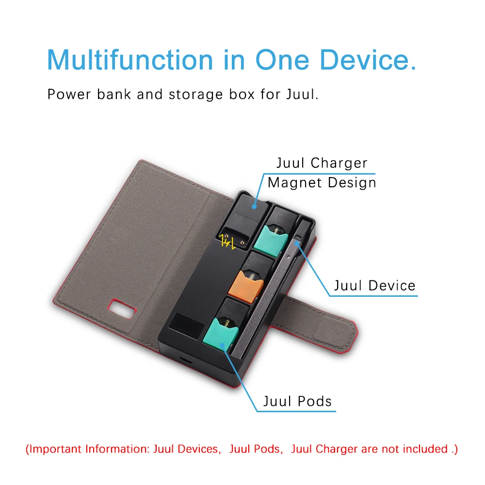 JUUL Зарядка для электронной сигареты для JUUL Mobile Charging Pods Чехол-держатель портативный 1200 мАч 5 в универсальная совместимая коробка