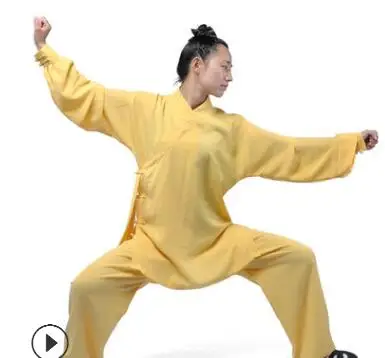 Высокое Качество Ранг унисекс Wudang белье Тай Чи одежда Утренние упражнения одежда для мужчин и женщин Боевые искусства кунг-фу Костюмы - Цвет: Цвет: желтый