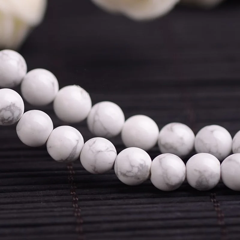 Natural Stone White Howlite Turquoises Round Loose Beads 4 6 8 10mm Spacer for Jewelry Making DIY Necklace Bracelet Finding A248 | Украшения