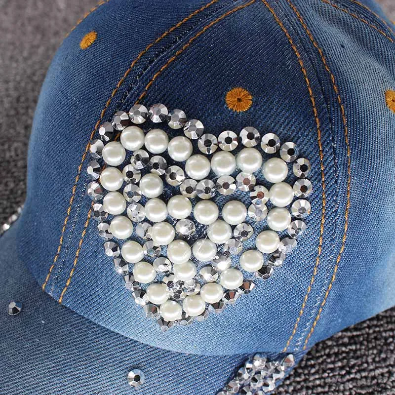 HLEISXI New Fashion Adult Women Love Baseball Cap Summer Casual Caps For Female Denim Hat Adjustable Snap Back Brand Hats