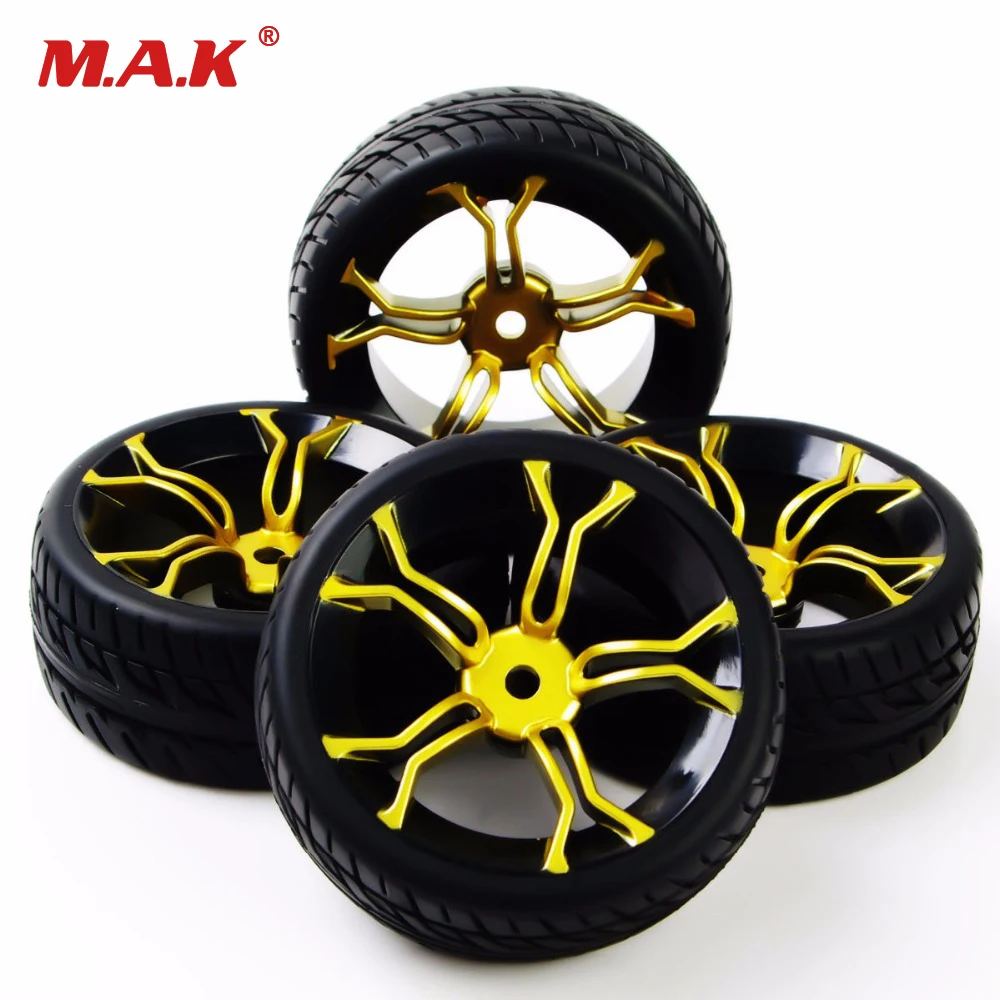 

RC car tires rubber tyre&wheel rim model toys 4pcs tires and wheels for HSP HPI RC 1:10 flat racing on road car PP0150+MPNKG