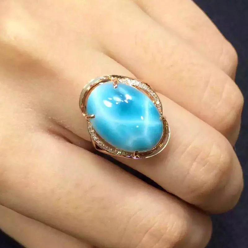CSJ натуральный Larimar кольца Стерлинговое Золото 10 к с 10ct Larimar Fine Jewelry Свадебные обручальные кольца для женщин дамы девушки подарок