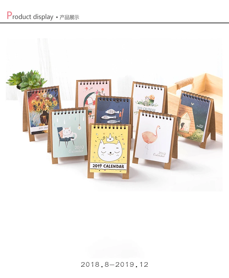 Free shipping Cartoon 2019 notebook desk calendar desktop lunar style cute diy plan book | Канцтовары для офиса и дома