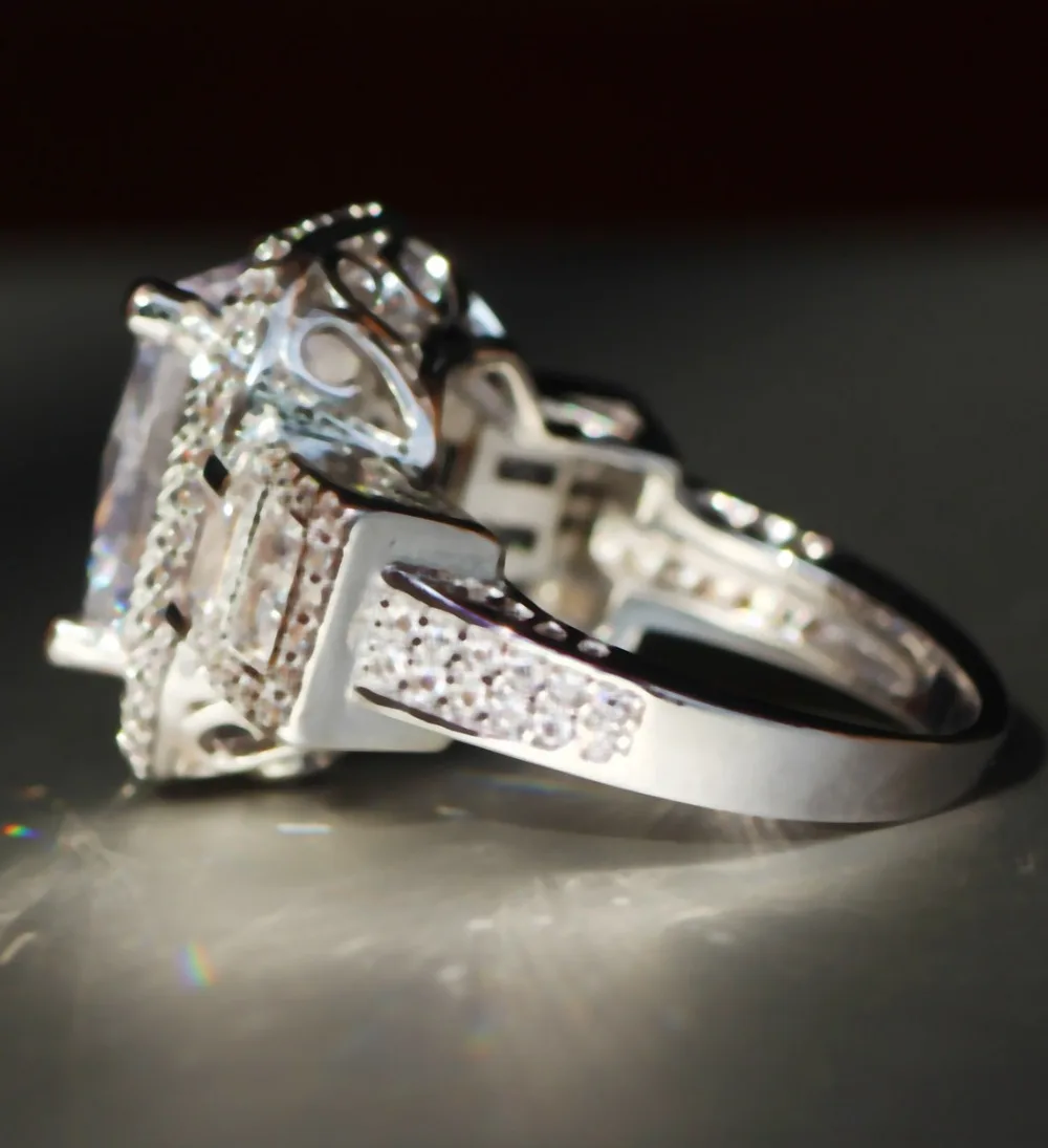 YaYI кольцо с голубым кристаллом 7,3 CT белый цирконий серебристый цвет обручальные кольца Свадебные Кольца Сердце Девушки вечерние кольца Подарки 889