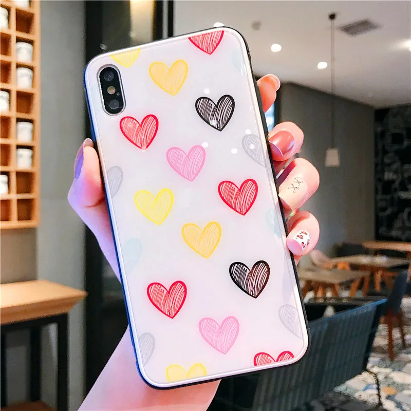 Чехол из закаленного стекла для iPhone 7 8 Plus 6 6s X XR XS MAX модный Противоскользящий