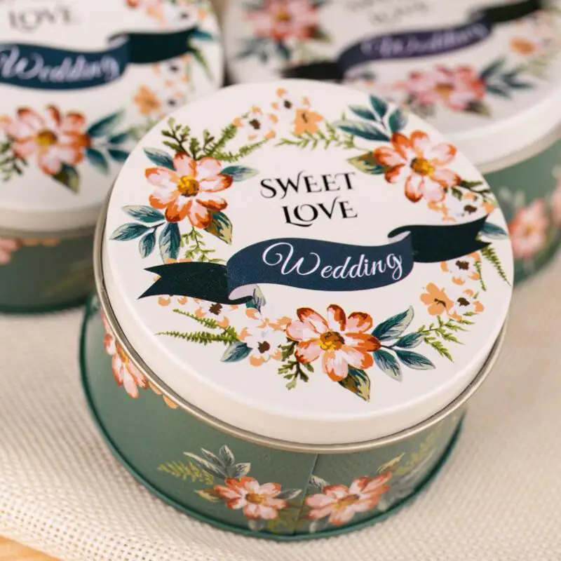 4 шт./лот круглая жестяная Свадебная коробка креативная железная День Святого