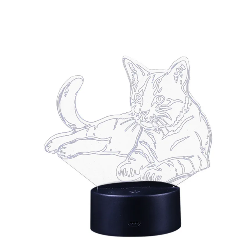 Кошка 3D ночник USB животное сменная лампа настроения светодиодный 7 цветов Иллюзия Настольная лампа с пультом дистанционного управления домашний декор игрушка подарок D#3