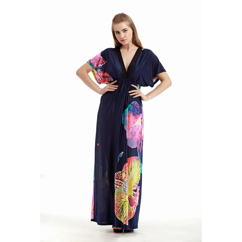 Летнее платье 2020 размера плюс в богемном стиле с цветочным принтом и длинными