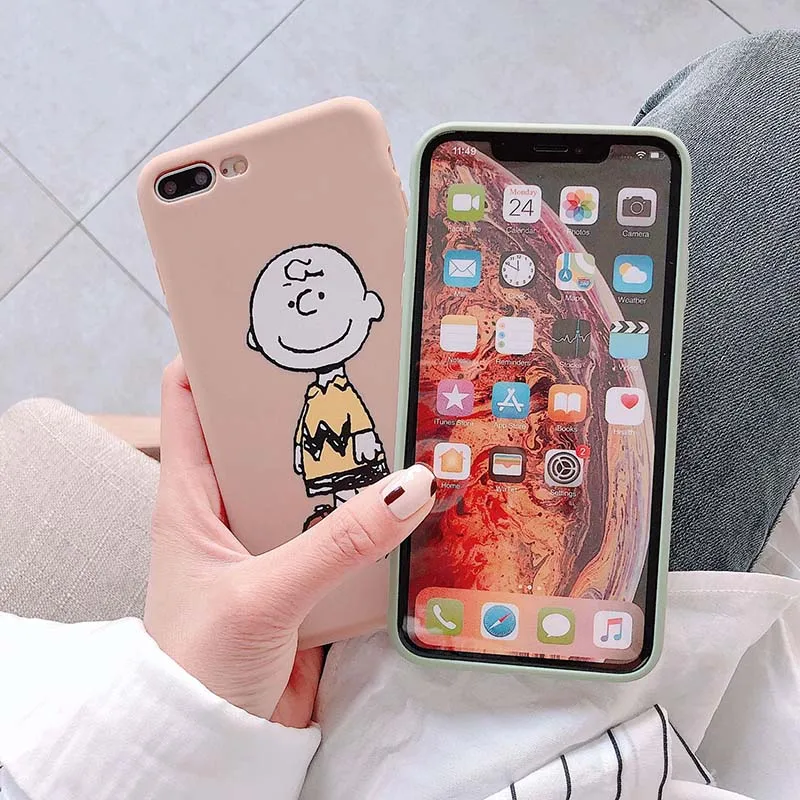 Милый мультяшный чехол для iPhone X XR XS Max 6 S 7 8 Plus матовый мягкий силиконовый полное