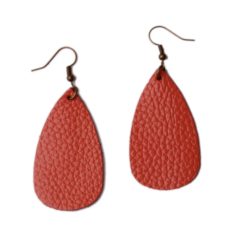 Новые цветные серьги из натуральной кожи с листьями для женщин модные висячие