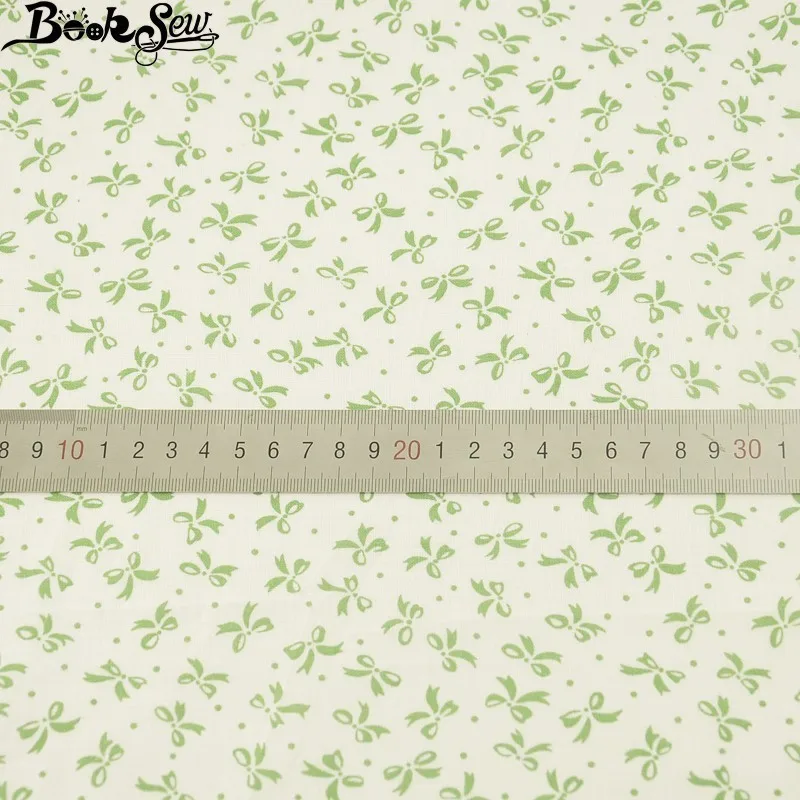 Хлопковая простая ткань Booksew с зеленым бантом дизайн Квилтинг украшение для дома