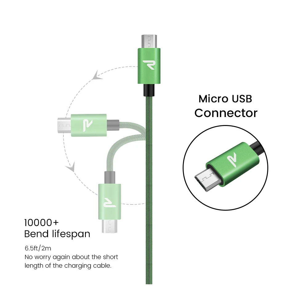 RAMPOW QC3.0 ажурный Micro USB кабель для Xiaomi Redmi 5 быстрая зарядка телефона зарядное