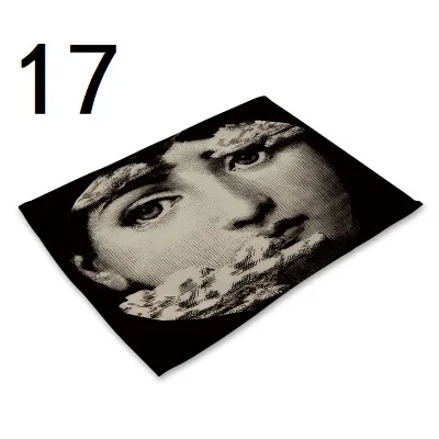 17 1 шт. Ретро fornazetti Artical обеденный стол хлопок печать Placemat установка салфетки столовая миска пластина коврик Подставки Коврик - Цвет: 17