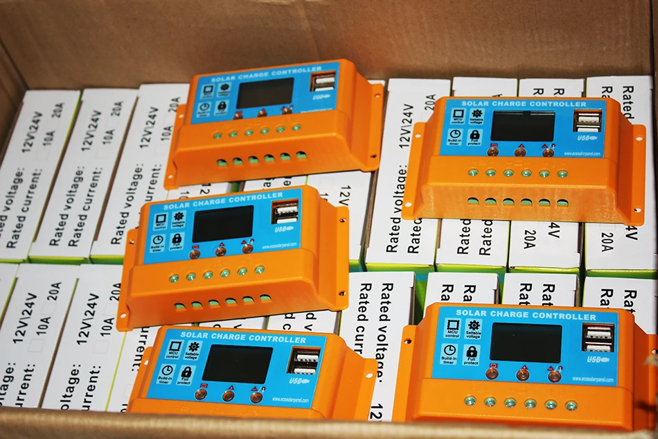 PWM 10A 20A 30A Солнечный контроллер зарядное устройство 5 в USB зарядное устройство 12 в 24 В солнечная панель Батарея ЖК зарядное устройство контроллер авто работа