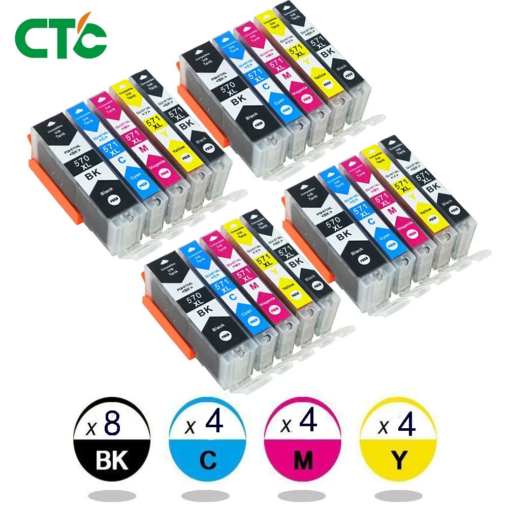 20 шт. PGI-570XL CLI-571XL картридж для Canon 570 571 MG5750 TS5050 MG5751 MG5752 | Компьютеры и офис