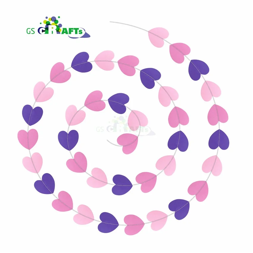 Цветные бумажные гирлянды сердце GSCRAFTS 4 м