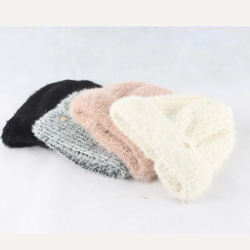 Женская Зимняя кепка мягкая теплая шапка Skullies из искусственного меха норки