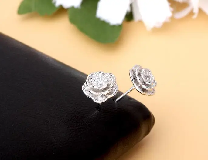 Модная романтическая наборный серебристого цвета вишни шаблон серьги-гвоздики с