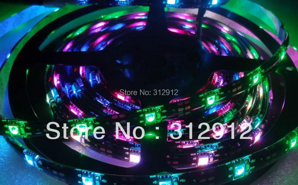 Светодиодная лента 5 м в пост. Тока INK1003 IP68 30 шт. 1002led(5050 RGB с IC)/м пикселей черная