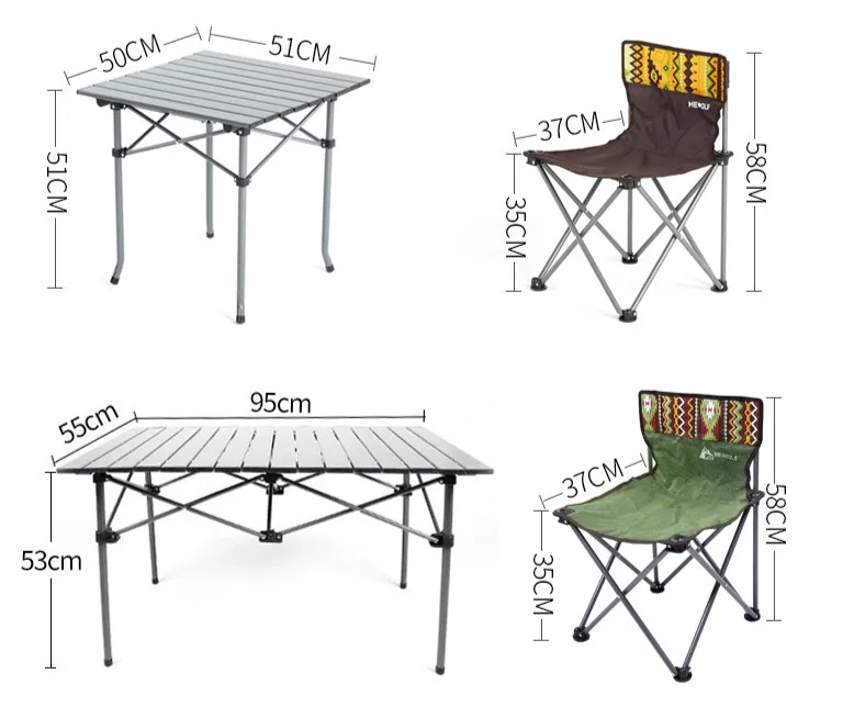 Outdoor Picnic Set Portable Folding Tables and Chairs for Camping Folding Table and Chair Set Foldable Aluminum Table