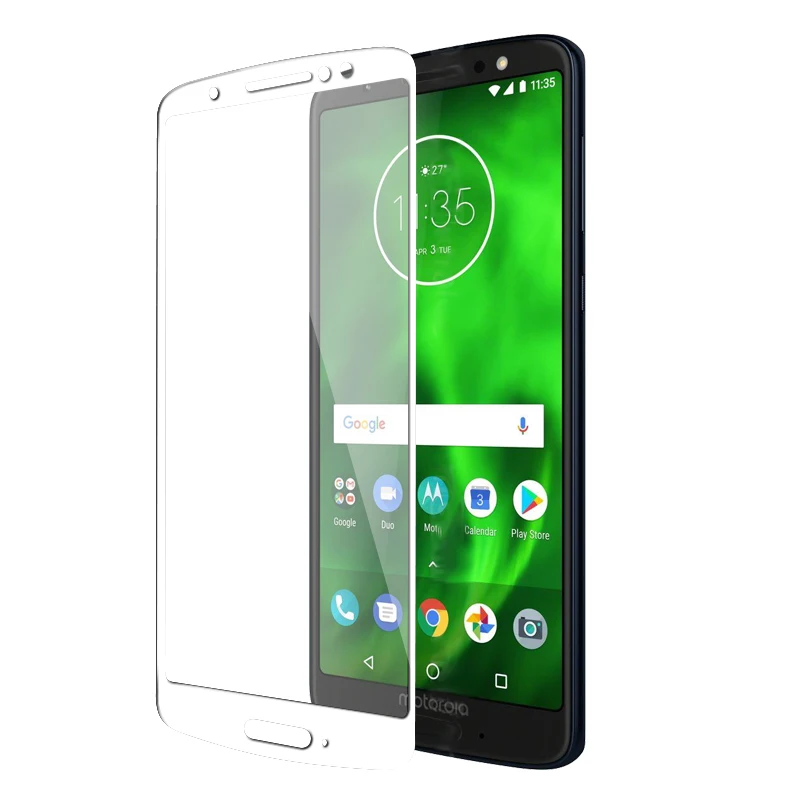 Цветная защитная пленка из закаленного стекла для Motorola Moto G6 Plus + Противоударная