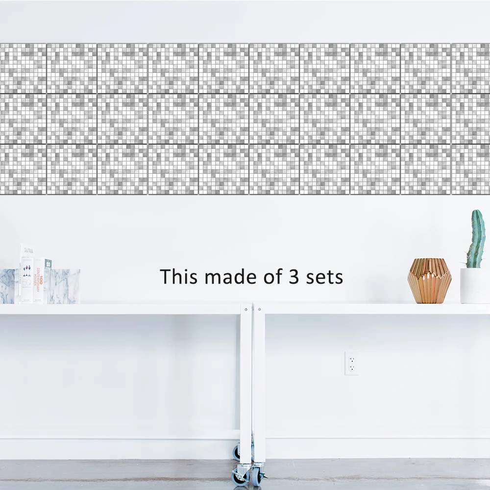 Марокканская серая клетчатая мозаика кухонная плитка из ПВХ водонепроницаемые