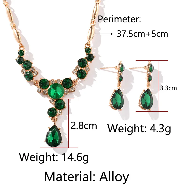 Набор ювелирных изделий с каплями воды ожерелье кубическим цирконием + серьги