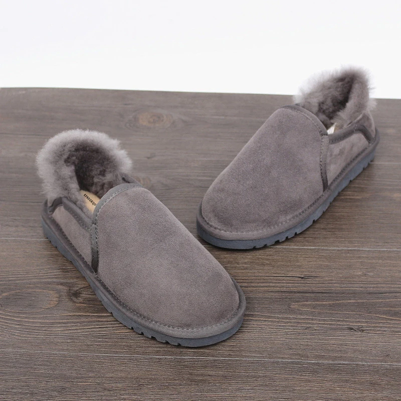 Роскошные зимние ботинки на натуральном меху из овечьей кожи; большие размеры в австралийском стиле; высококачественные замшевые стильные ботинки без застежки; мужская обувь
