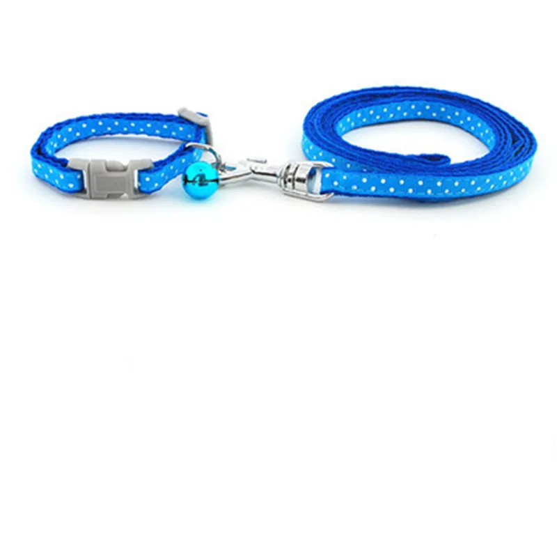 Нейлоновый ошейник в горошек 6 цветов Поводок для кошек и собак с колокольчиком