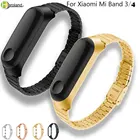Mi 4 ремешок из нержавеющей стали mi 3 для xiaomi mi band 34 металлический ремешок для часов Смарт-браслет mi band 3 ремень аксессуары + металлический корпус