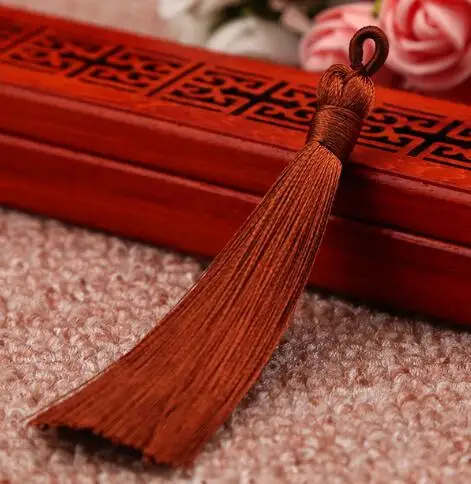 light brown 10 шт./лот, 7 см, шелковые кисточки, бахрома для шитья, шнурок, отделка для ключей, кисточки для рукоделия, серьги, ожерелье, фурнитура, аксессуары, вечерние - Цвет: light brown