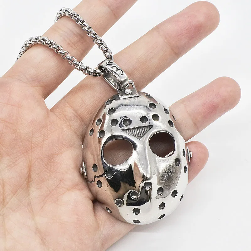Ожерелье с подвеской AMUMIU маска ужаса Джейсона страшный серебристый цвет