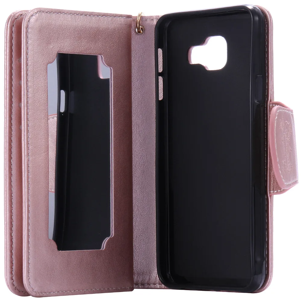 3D Embossed PU Leather Case For Galaxy A3 2016 A310 A310F Stand Wallet Coque Funda Beauty Girl Design 9Card Holder with Mirror | Мобильные