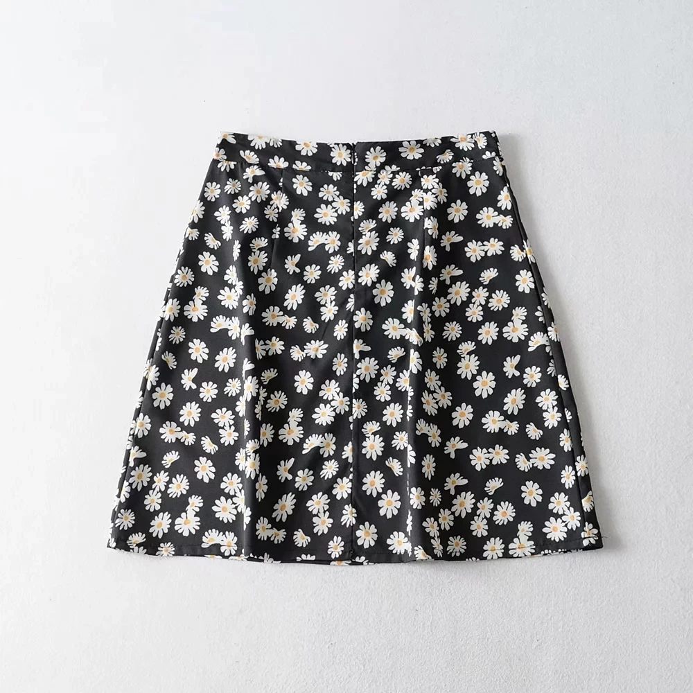 Женская винтажная леопардовая мини юбка трапециевидная с цветочным принтом и