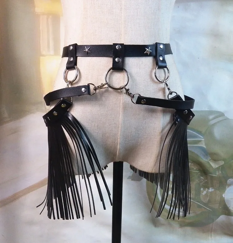 AKYZO Женская искусственная кожа тело жгут кисточкой Юбка Регулируемая панк-подвязка вечерние Клубные черные и розовые мини-юбки
