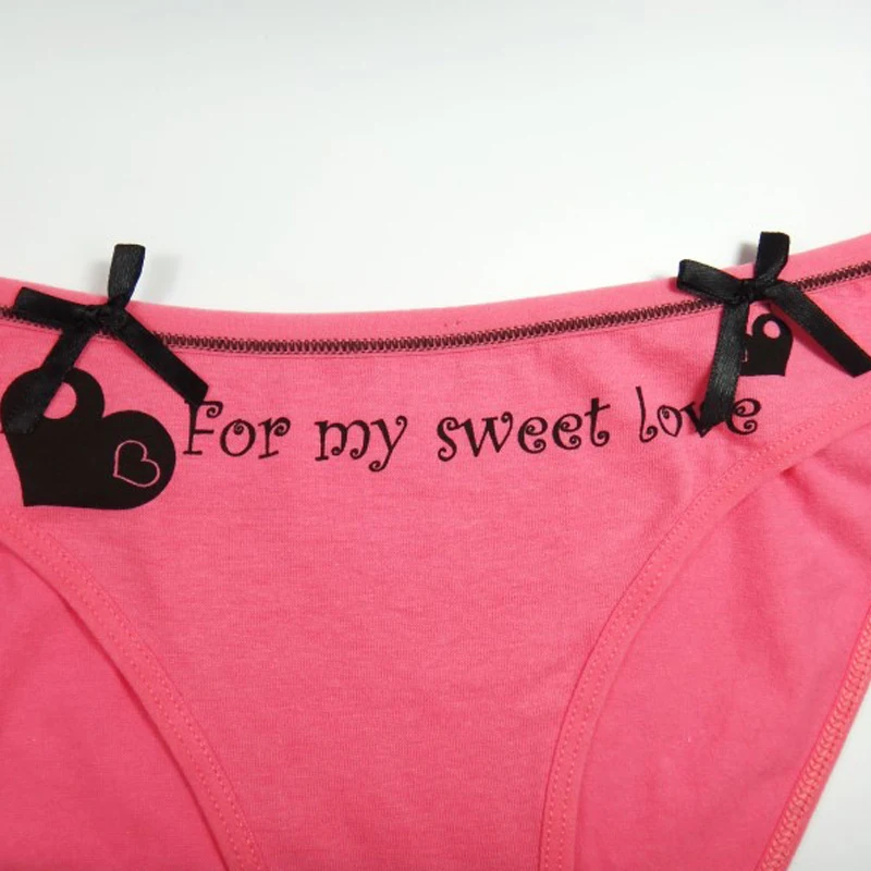 6 шт. женские Трусики хлопок с принтом букв бант для женщин низкой посадкой милые